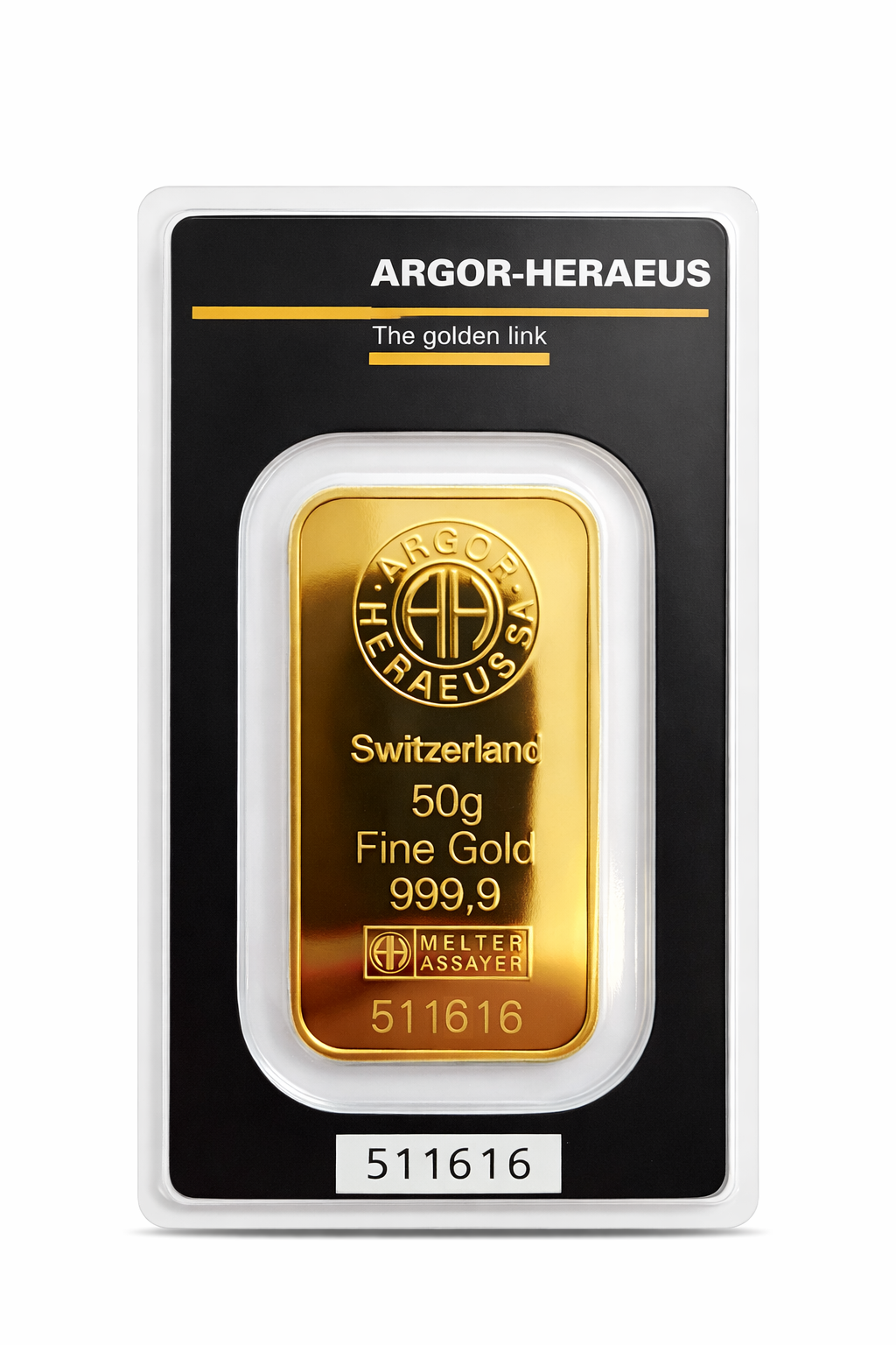 50 грама златно кюлче Argor-Heraeus